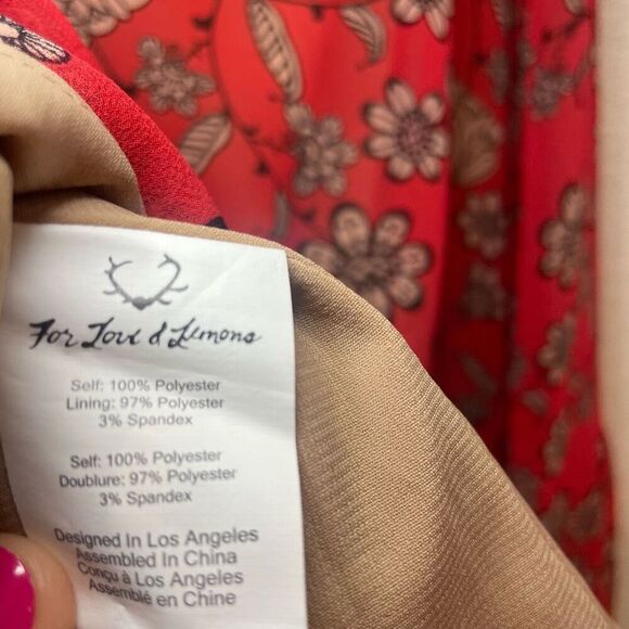 For Love And Lemons Country Western Asymmetrical Red Floral Pia Midi Skirt Size - Picture 9 of 11